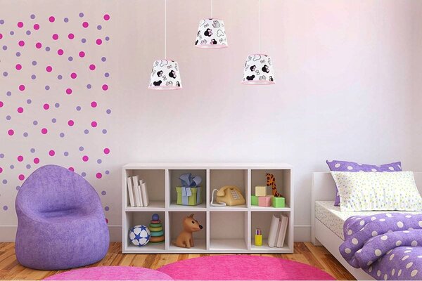 Dětské závěsné svítidlo Minnie, 3x textilní stínítko se vzorem, s