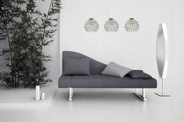 Závěsné svítidlo Crystal, 3x stříbrné křišťálové stínítko, (chromové uchycení), w