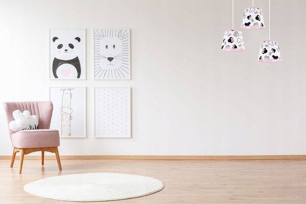 Dětské závěsné svítidlo Minnie, 3x textilní stínítko se vzorem, s