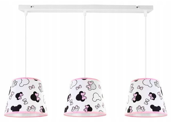 Dětské závěsné svítidlo Minnie, 3x textilní stínítko se vzorem, s