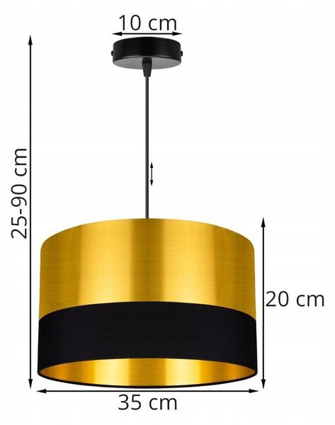 Závěsné svítidlo Golden, 1x zlaté textilní stínítko (výběr ze 2 barev), (výběr ze 2 barev konstrukce), (fi 35cm)