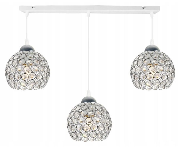 Závěsné svítidlo Crystal, 3x stříbrné křišťálové stínítko, (chromové uchycení), w