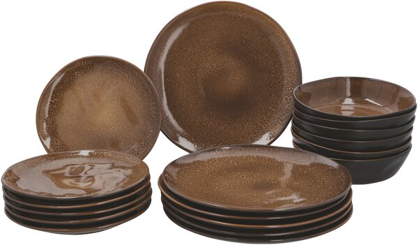 Silvercrest® Jídelní servis Black Print Organic, 18dílná sada (hnědá) (100413328002)