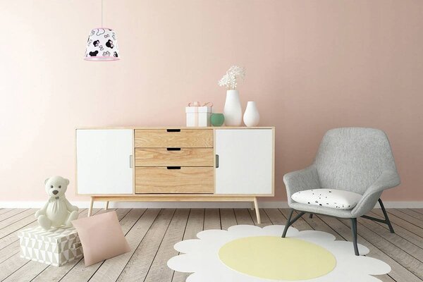 Dětské závěsné svítidlo Minnie, 1x textilní stínítko se vzorem, s