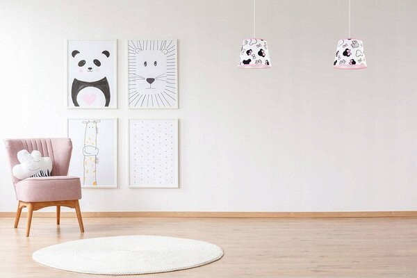 Dětské závěsné svítidlo Minnie, 1x textilní stínítko se vzorem, s