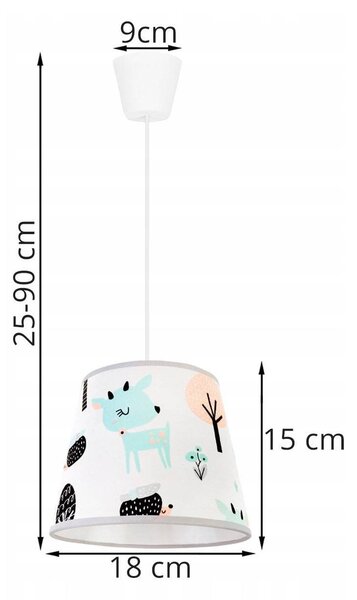 Dětské závěsné svítidlo Bambi, 1x textilní stínítko se vzorem, s