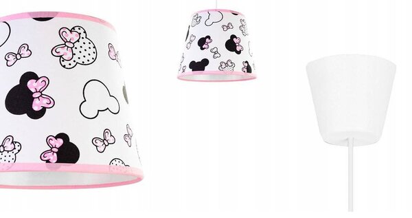 Dětské závěsné svítidlo Minnie, 1x textilní stínítko se vzorem, s