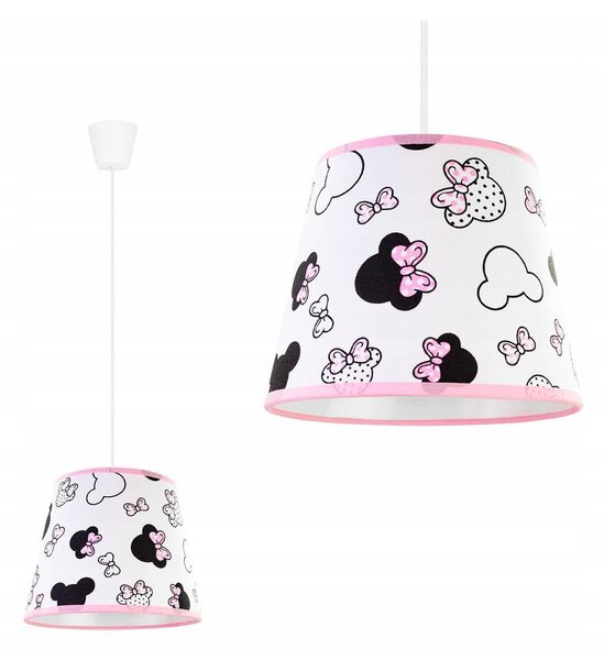 Dětské závěsné svítidlo Minnie, 1x textilní stínítko se vzorem, s