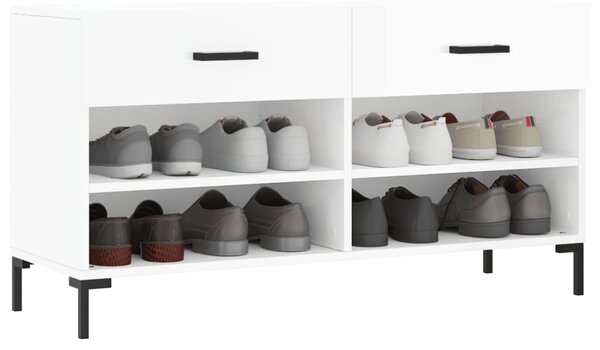 Botník bílý s vysokým leskem 102 x 35 x 55 cm kompozitní dřevo