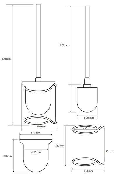 Sapho Sapho, X-ROUND E WC kartáč stojanový, chrom, XR302