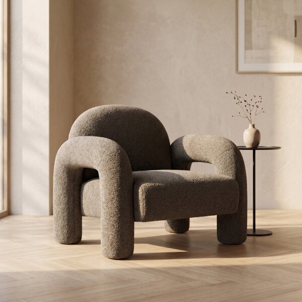 Křeslo SEDIA TEDDY BOUCLÉ ​​hnědé 778155