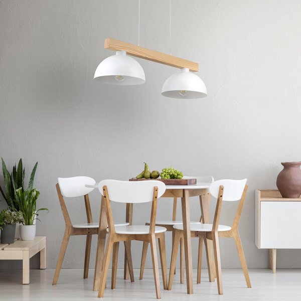 TK Lighting Oslo závěsné svítidlo 2x15 W bílá-dřevo 4713