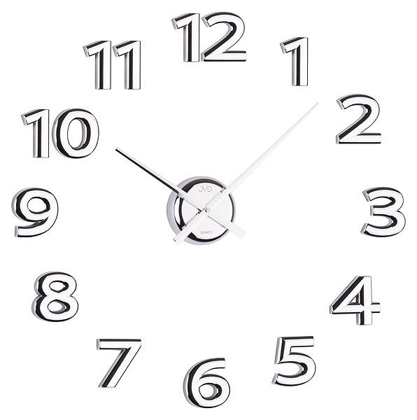 Nalepovací hodiny JVD HB12 - stříbné (Stříbrné exkluzivní luxusní nástěnné nalepovací hodiny JVD HB12 NOVÉ!!)