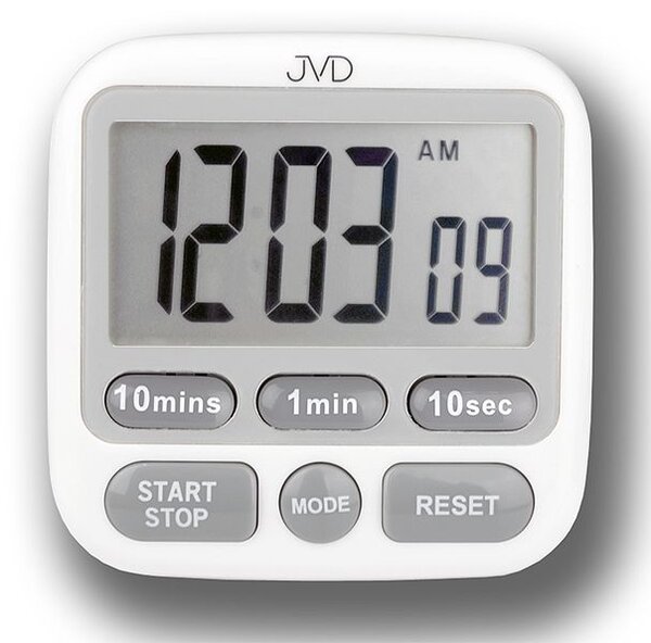 Bílá designová digální minutka JVD DM75 s odpočtem a přípočtem času