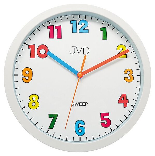 Bílé barevné tiché netikající dětské hodiny JVD sweep HA46.3 ( )