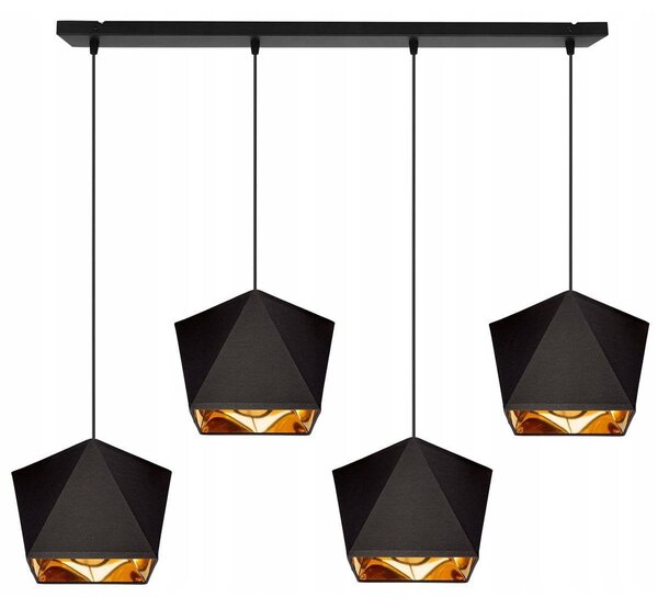 Závěsné svítidlo Diamond Gold, 4x černé/zlaté textilní stínítko