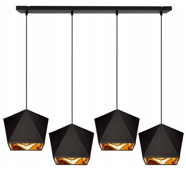 Závěsné svítidlo Diamond Gold, 4x černé/zlaté textilní stínítko