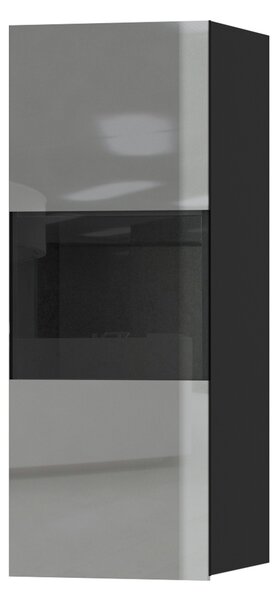 Skříňka závěsná HELIO HE07 černá / šedé sklo