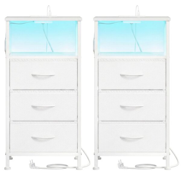 Sada 2 nočních stolků s LED osvětlením a nabíjecí stanicí LGSB35203W102