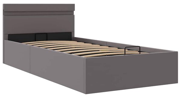 Rám postele s LED úložný prostor šedý umělá kůže 90 x 200 cm 285552