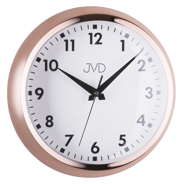 Designové chromové kovové hodiny JVD HT077.1 (barva růžového zlata)