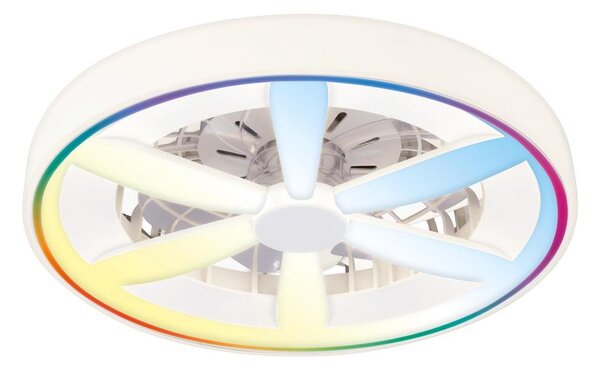 LED RGBW Stmívatelné stropní svítidlo s ventilátorem MALAWI LED/48W/230V bílá+DO