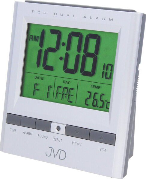 JVD Rádiem řízený digitální budík JVD RB92.1 s měřením vnitřní teploty (JVD Rádiem řízený digitální budík JVD RB92.1 s měřením vnitřní teploty)