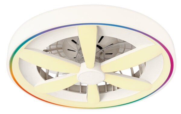 LED RGBW Stmívatelné stropní svítidlo s ventilátorem MALAWI LED/48W/230V bílá+DO