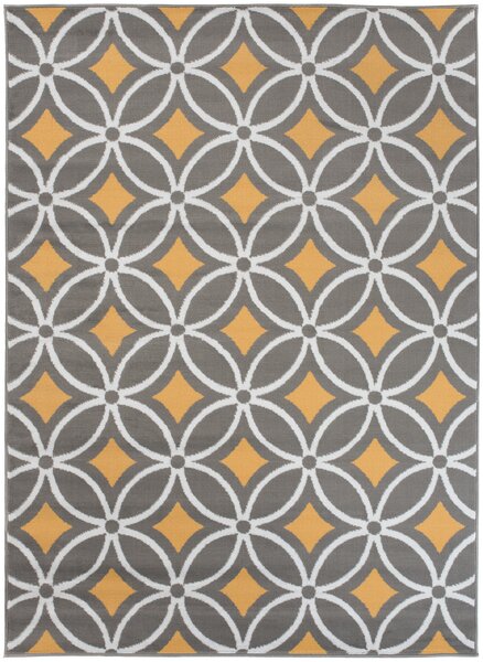 Chemex Kusový koberec Maya - geometrické tvary 3 - šedý/žlutý Rozměr koberce: 80x150 cm