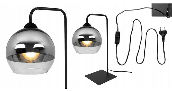 Stolní lampa Bergen, 1x chromové/transparentní stínítko (fi 15cm)