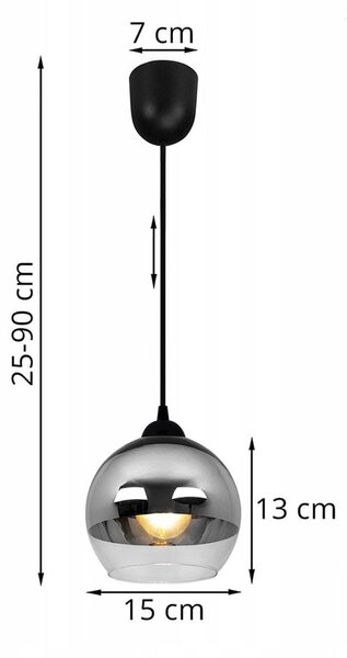 Závěsné svítidlo Bergen, 1x chromové/transparentní skleněné stínítko (fi 15cm), lp
