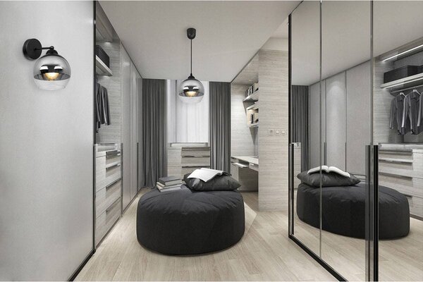 Nástěnné svítidlo Bergen 1, 1x chromové/transparentní skleněné stínítko (fi 15cm)