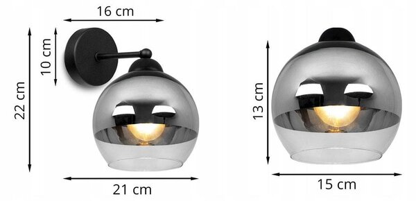 Nástěnné svítidlo Bergen 1, 1x chromové/transparentní skleněné stínítko (fi 15cm)