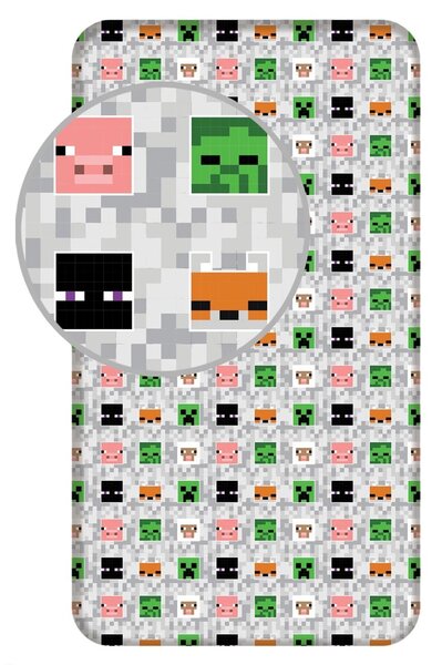 Jerry Fabrics Bavlněné prostěradlo s gumou 90 x 200 + 25 cm - Minecraft "Adventure"