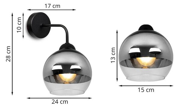 Nástěnné svítidlo Bergen, 1x chromové/transparentní skleněné stínítko (fi 15cm)