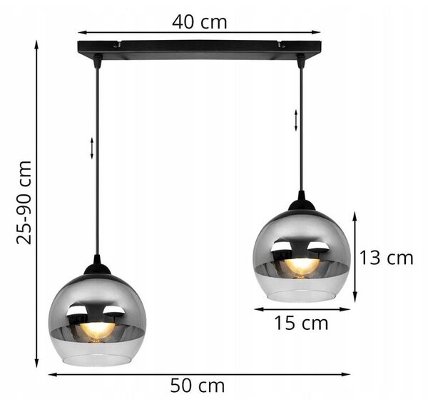 Závěsné svítidlo Bergen, 2x chromové/transparentní skleněné stínítko (fi 15cm)