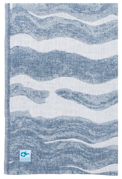 Lněný ručník Aallonmurtaja, modrý, Rozměry 95x180 cm
