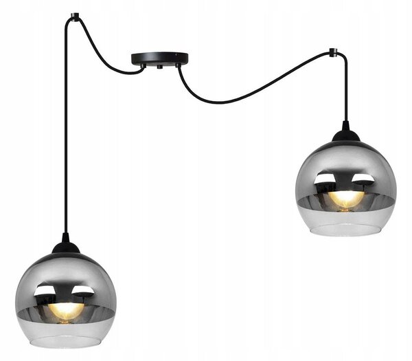 Závěsné svítidlo Bergen Spider, 2x chromové/transparentní skleněné stínítko (fi 15cm)