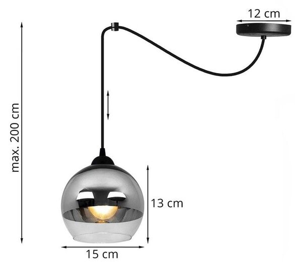 Závěsné svítidlo Bergen Spider, 1x chromové/transparentní skleněné stínítko (fi 15cm)