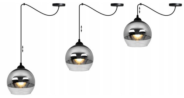 Závěsné svítidlo Bergen Spider, 1x chromové/transparentní skleněné stínítko (fi 15cm)