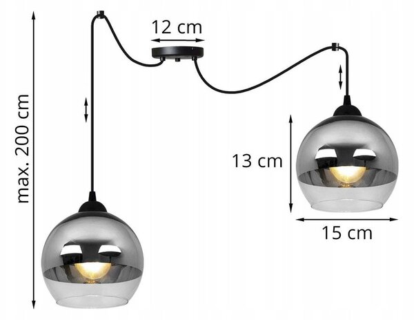 Závěsné svítidlo Bergen Spider, 2x chromové/transparentní skleněné stínítko (fi 15cm)