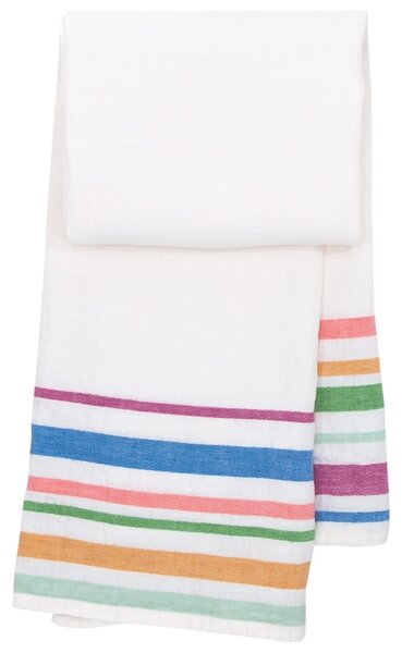 Lněný ručník Meru, bílo-barevný, Rozměry 48x70 cm