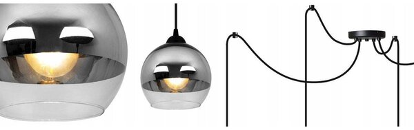 Závěsné svítidlo Bergen Spider, 4x chromové/transparentní skleněné stínítko (fi 15cm)