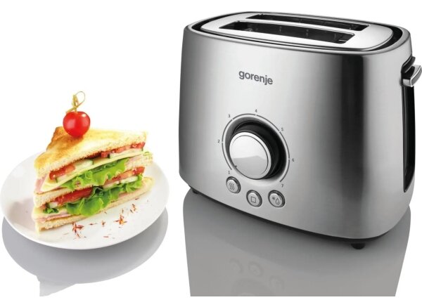 GORENJE T1000E - Topinkovač s dvěma otvory a rozpékačem 1000W/230V nerez