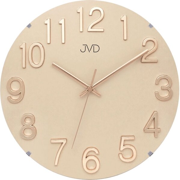 Skleněné kulaté čitelné nástěnné hodiny JVD HT98.3 (Čitelné hodiny s vypouklým designovým sklem)