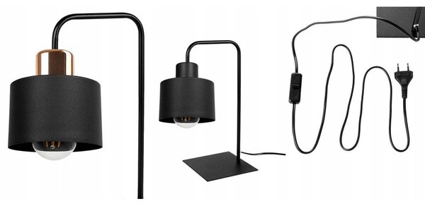 Stolní lampa Panta, 1x černé kovové stínítko, (výběr ze 2 barev uchycení)