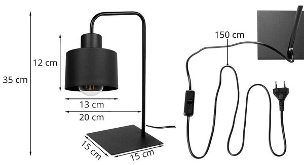 Stolní lampa Panta, 1x černé kovové stínítko, (výběr ze 2 barev uchycení)