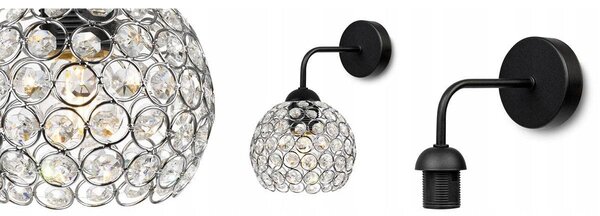 Nástěnné svítidlo Crystal, 1x stříbrné křišťálové stínítko