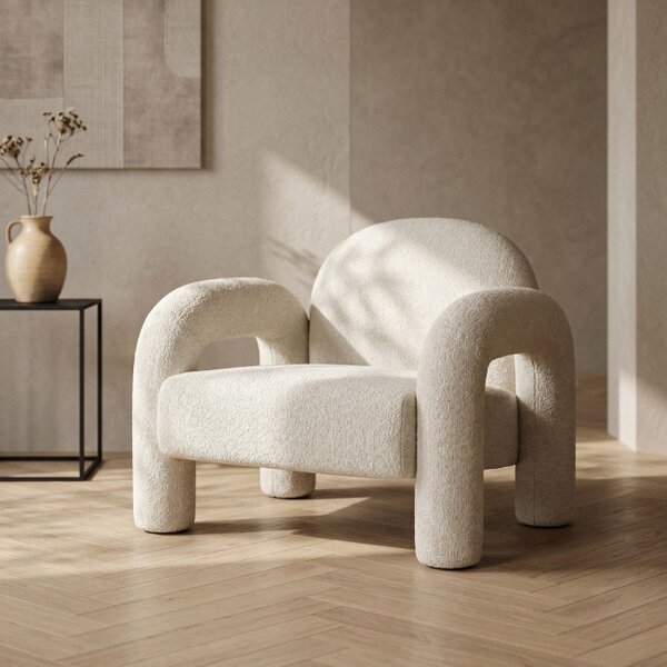 Křeslo SEDIA TEDDY BOUCLÉ ​​krémové 778131