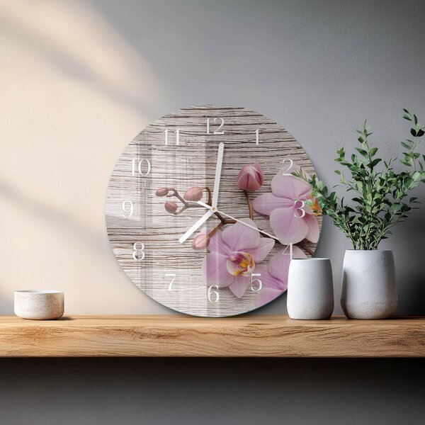 Skleněné hodiny na stěnu Orchidej zsob-fi30-00058652